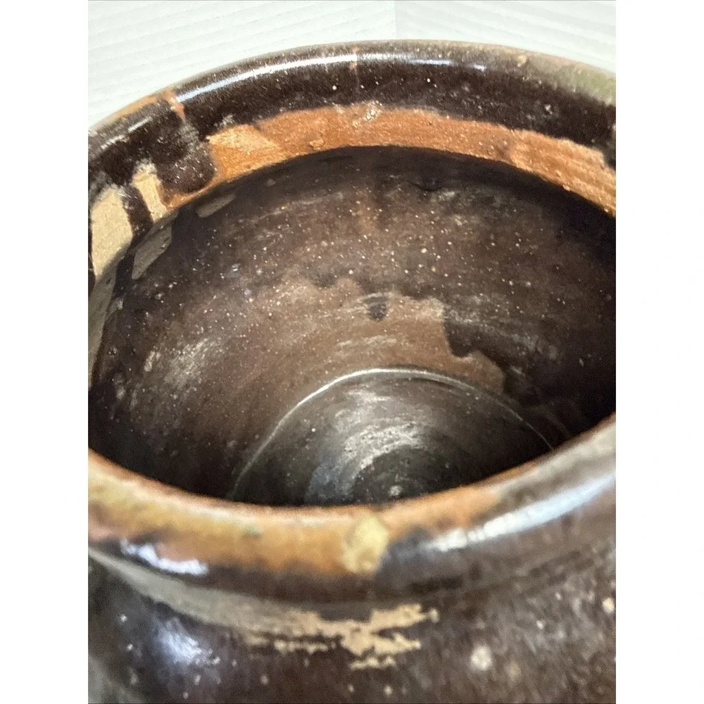 ANTQ.Chinese Stoneware Brown Glazed Pottery Storage Jar Similar To Soy Sauce Jug
